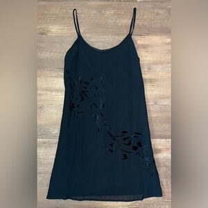 Tangent NWT vintage y2k little black strap dress size medium M India floral